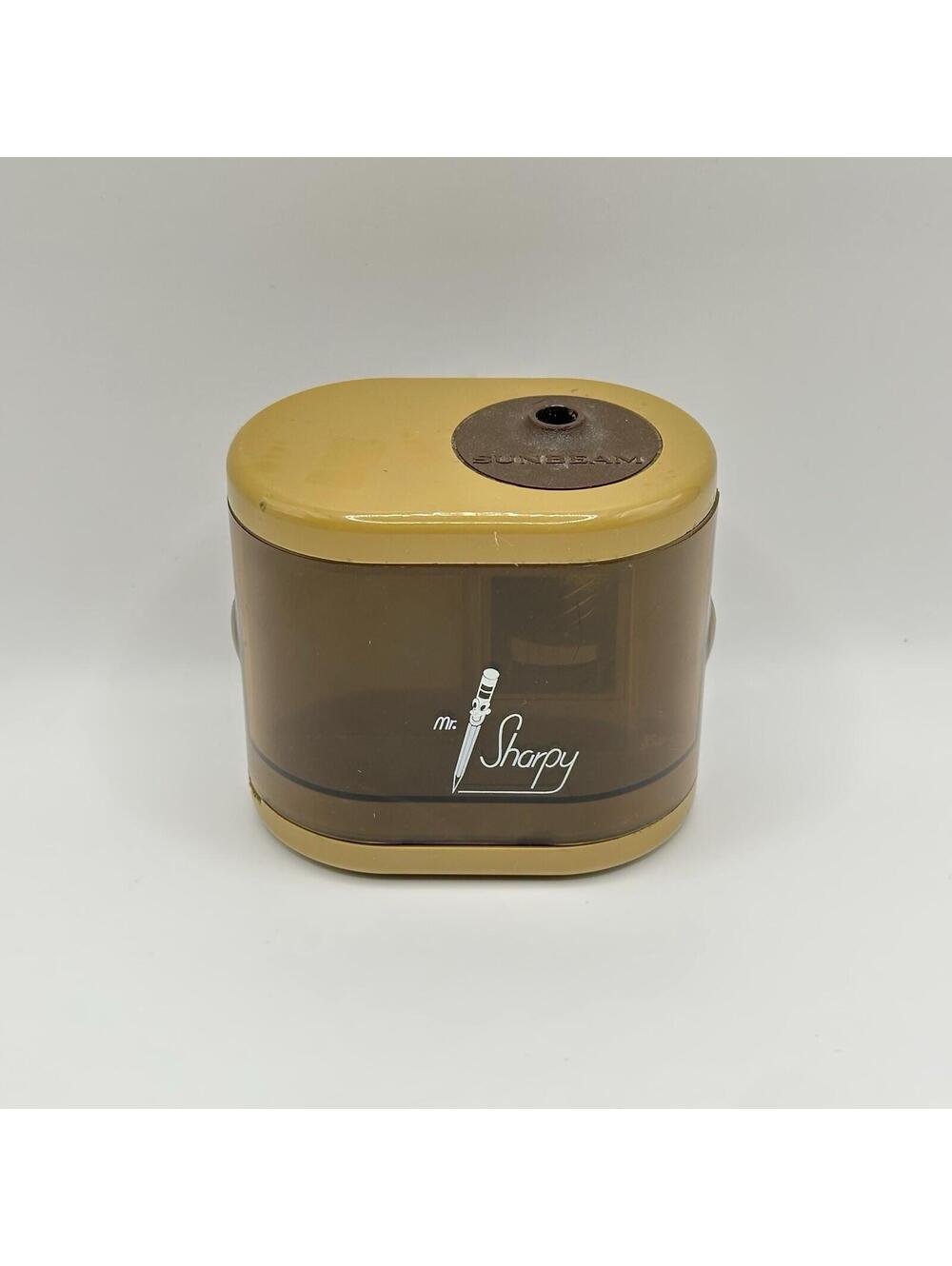 Vintage SUNBEAM Mr. Sharpy battery powered Pencil Sharpener Beige Almond